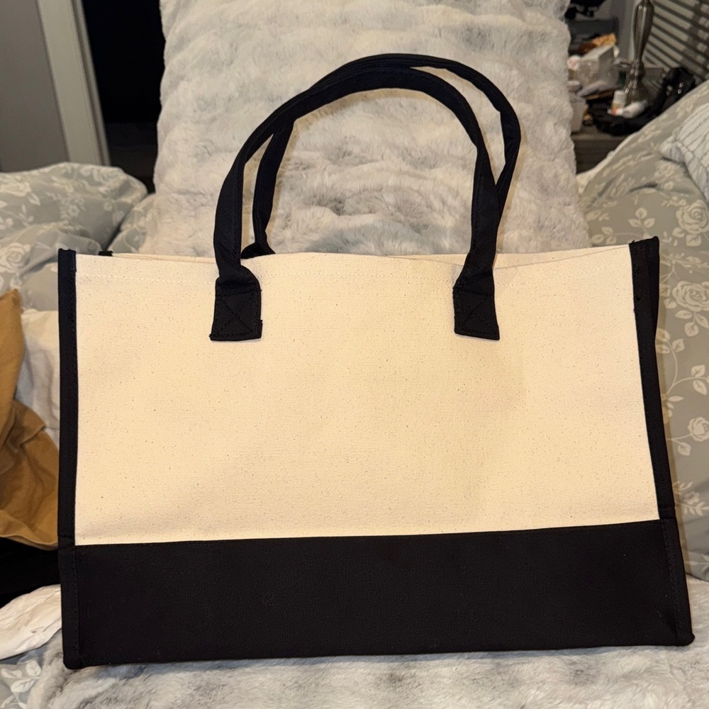 Alex and Ani Silver “J” Bangle Bracelet & Cream Monogram “J” Tote Bag Bundle - Picture 4 of 4